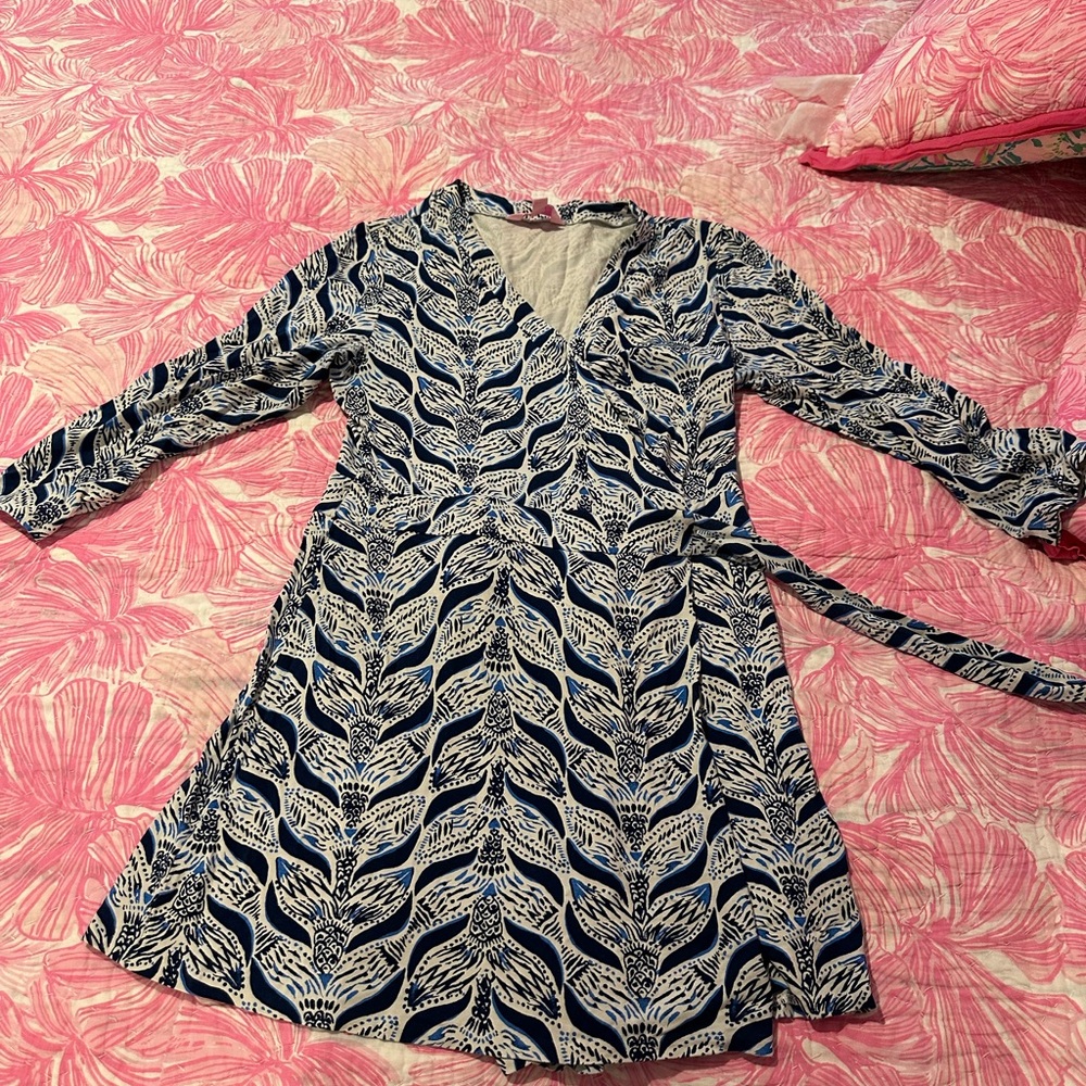 Lilly Pulitzer Pink and Blue Floral wrap romper